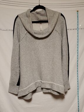 Free People Grey Oversized Cowl Neck Asymetrical weater Med